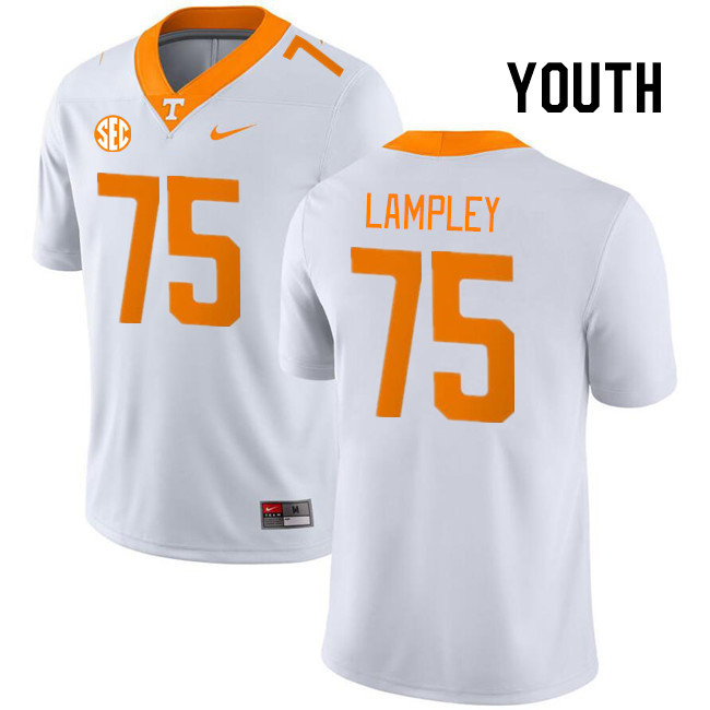 Youth #75 Jackson Lampley Tennessee Volunteers College Football Jerseys Stitched Sale-White